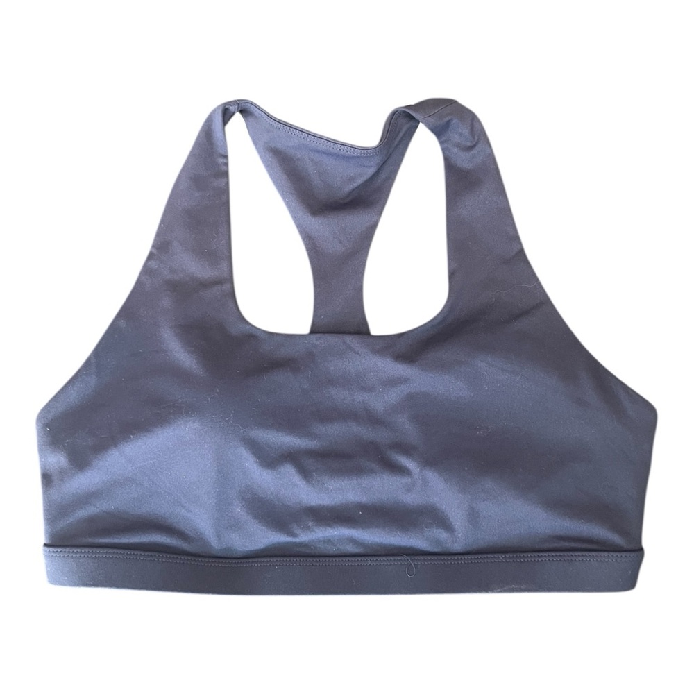 Fabletics Boost Medium Impact Sports Bra in Deep Navy / Raincloud - Size XL